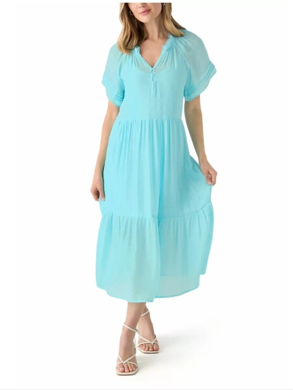Sharagano Petite Small Island Paradise Midi Dress NWT